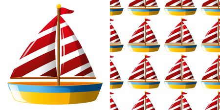 Seamless background design with toy sailboat illustrationのイラスト素材