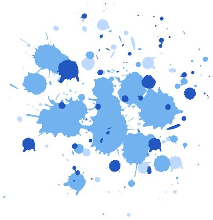Watercolor splash in blue on white background illustrationのイラスト素材