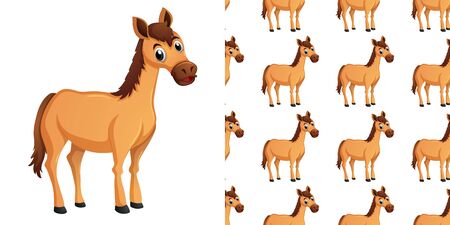 Seamless background design with brown horse illustrationのイラスト素材