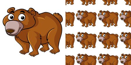 Seamless background design with grizzly bear illustrationのイラスト素材