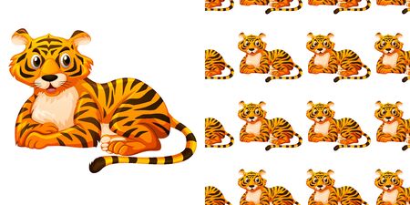 Seamless background design with cute tiger illustrationのイラスト素材
