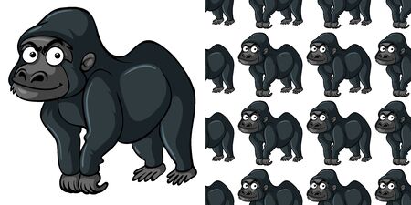 Seamless background design with cute gorilla illustrationのイラスト素材