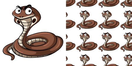 Seamless background design with brown cobra illustrationのイラスト素材