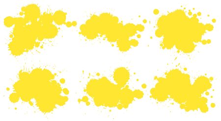 Watercolor splash in set of yellow on white background illustrationのイラスト素材