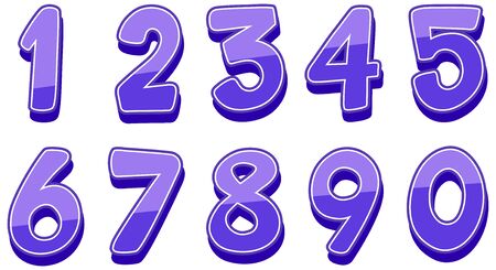 Font design for numbers one to zero on white background illustrationのイラスト素材