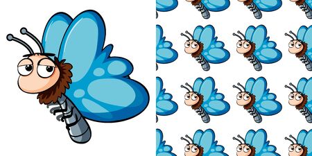 Seamless background design with cute butterfly illustrationのイラスト素材