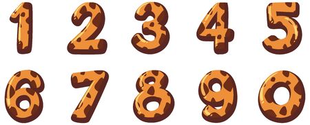 Font design for number one to zero on white background illustrationのイラスト素材