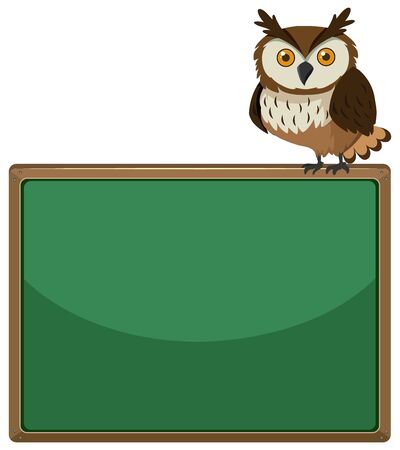 Background design template with wild owl on board illustrationのイラスト素材