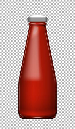 One bottle of tomato sauce on transparent background illustrationのイラスト素材
