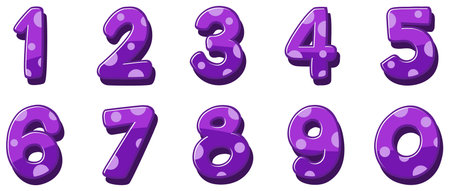Font design for numbers one to zero on white background illustration