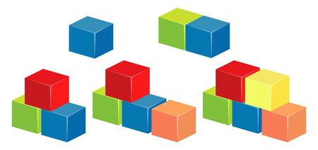 Layers of blocks in different colors on white background illustrationのイラスト素材