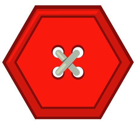 Red hexagon button on white background illustrationのイラスト素材