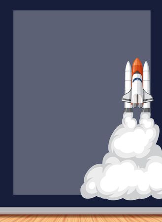Frame design template with spaceship flying in background illustrationのイラスト素材