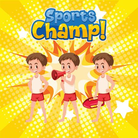 Poster design for sports champ with lifeguards illustrationのイラスト素材