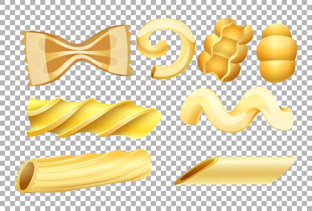 Different types of pasta on transparent background illustrationのイラスト素材