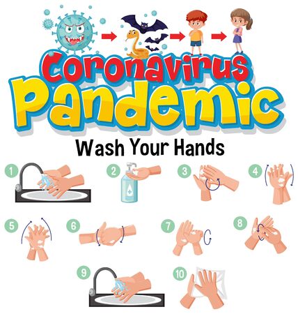 Step to clean hands illustrationのイラスト素材