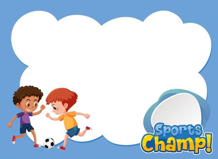 Background template design with boys playing soccer illustrationのイラスト素材