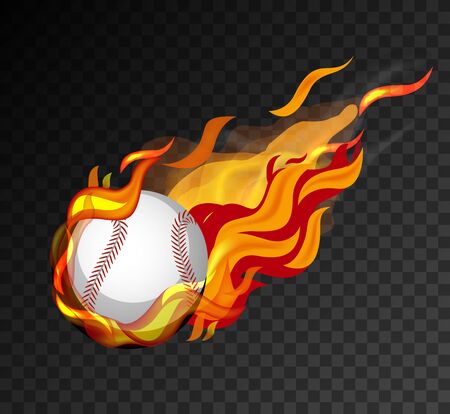 Baseball on fire shooting on black background illustrationのイラスト素材