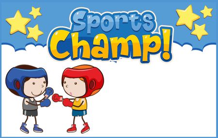 Background template design with boys boxing  illustrationのイラスト素材