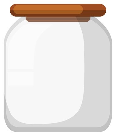 Glass jar with wooden lid on white background illustrationのイラスト素材