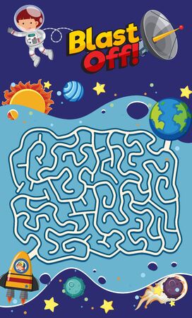 Game template with many stars in the space background illustrationのイラスト素材
