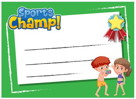 Background template design with happy kids illustrationのイラスト素材