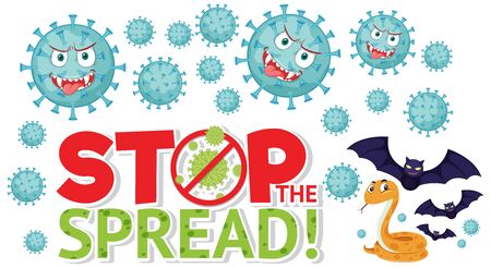 Covid-19 virus from bat to snake illustrationのイラスト素材