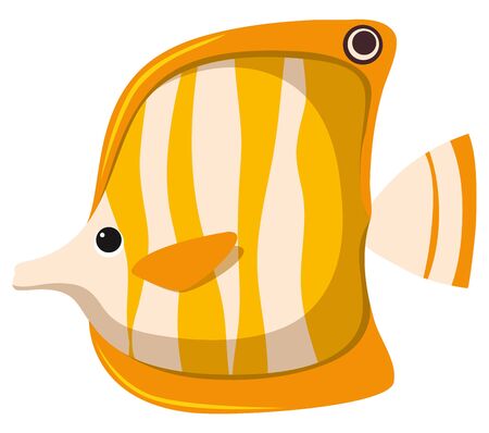 One fish in yellow color on white background illustrationのイラスト素材