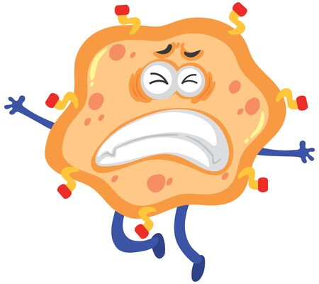 Single cell of virus with expression on the face illustrationのイラスト素材