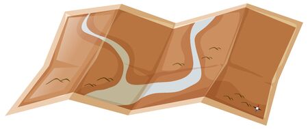 Map with land and river on white background illustrationのイラスト素材