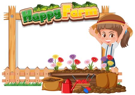 Border frame template with gardening theme background illustrationのイラスト素材