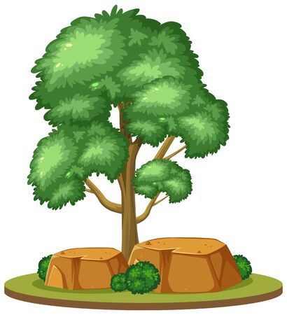 One big tree on white background illustrationのイラスト素材