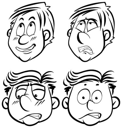 Human faces with different facial expressions illustrationのイラスト素材