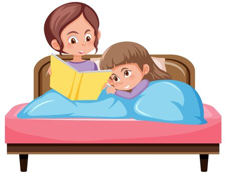 Mother and happy kid on white background illustrationのイラスト素材