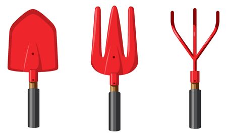Set of gardening tools on white background illustrationのイラスト素材