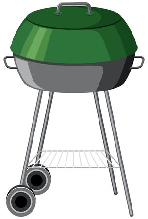 Green barbecue grill on white background illustrationのイラスト素材