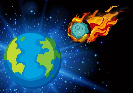 Background theme with comet shooting to the earth illustrationのイラスト素材