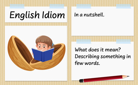 English idiom in a nutshell template illustrationのイラスト素材