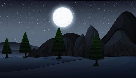 Background scene with dark sky and the park illustrationのイラスト素材