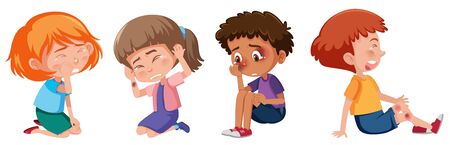 Set of children getting hurt illustrationのイラスト素材