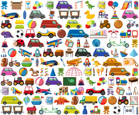 Set of various objects cartoon illustrationのイラスト素材