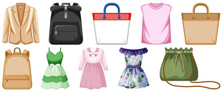 Set of clothes mock up illustrationのイラスト素材