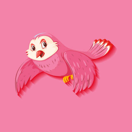 Cute pink bird cartoon character illustrationのイラスト素材
