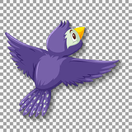 Cute purple bird cartoon character illustrationのイラスト素材