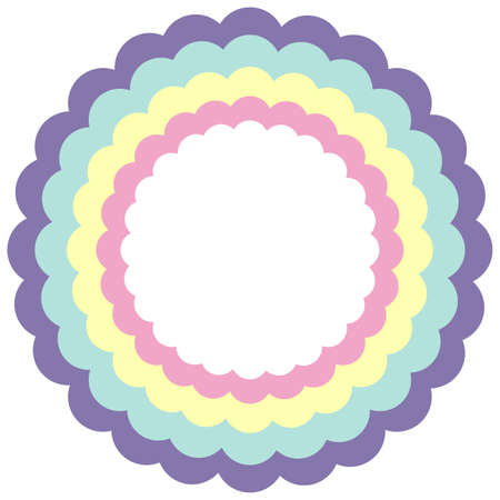 Rainbow wavy circle frame in pastel color template illustrationのイラスト素材