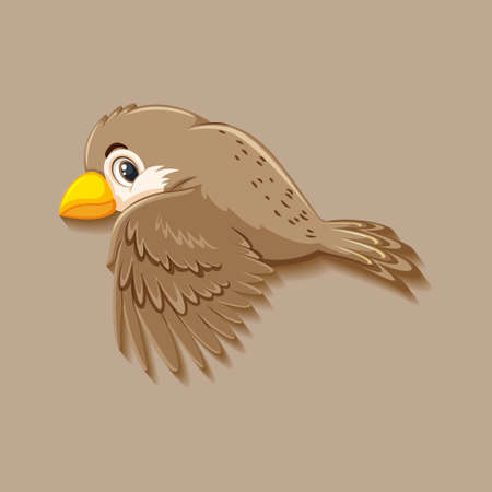 Cute sparrow bird cartoon character illustrationのイラスト素材