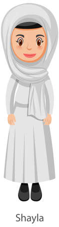 A woman wearing Shayla Islamic traditional veil cartoon character illustrationのイラスト素材