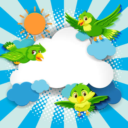 Bird fancy banner comic cartoon style illustrationのイラスト素材