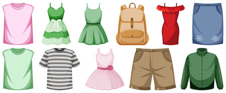 Set of clothes mock up illustrationのイラスト素材