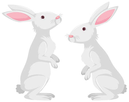 Cute simple bunny cartoon illustrationのイラスト素材